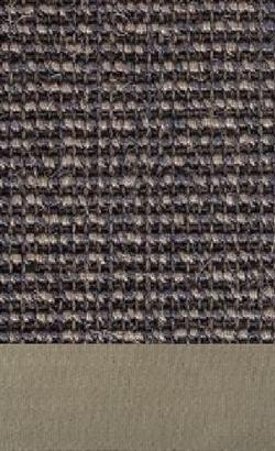 Sisal Salvador dunkelgrau 042 tæppe med kantbånd i eisen 046